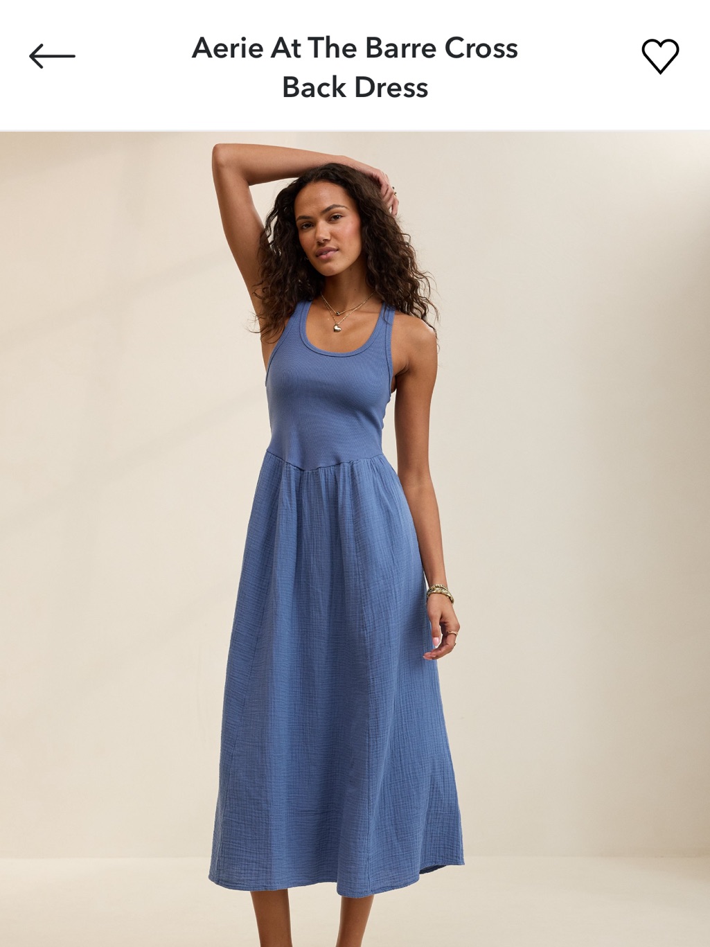 Aerie Blue Ribbed Drop Waist Maxi Dress Sleeveless Nwt Xl